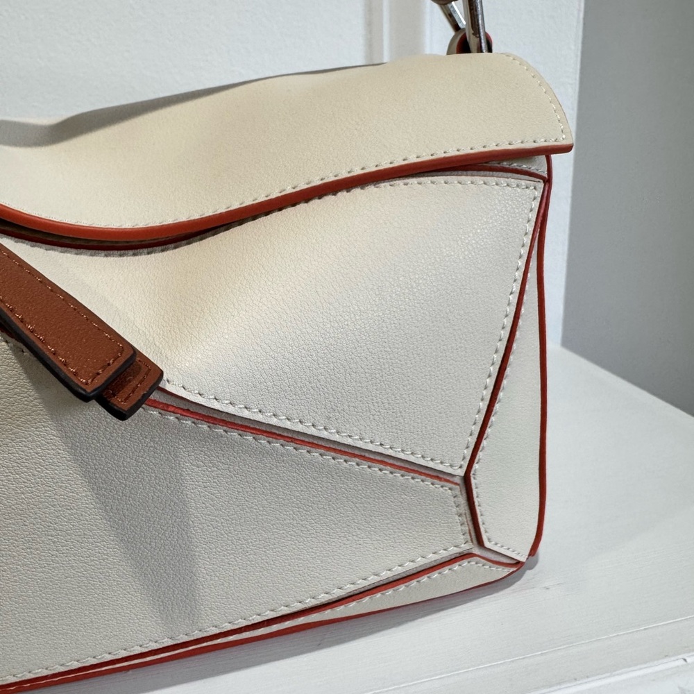 Small/Medium Geo Structured Panel Bag - Cream/Toffee - Picture 8 of 12